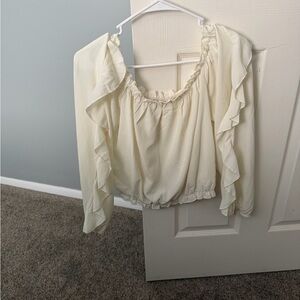 Elegant Cream Ruffle Blouse